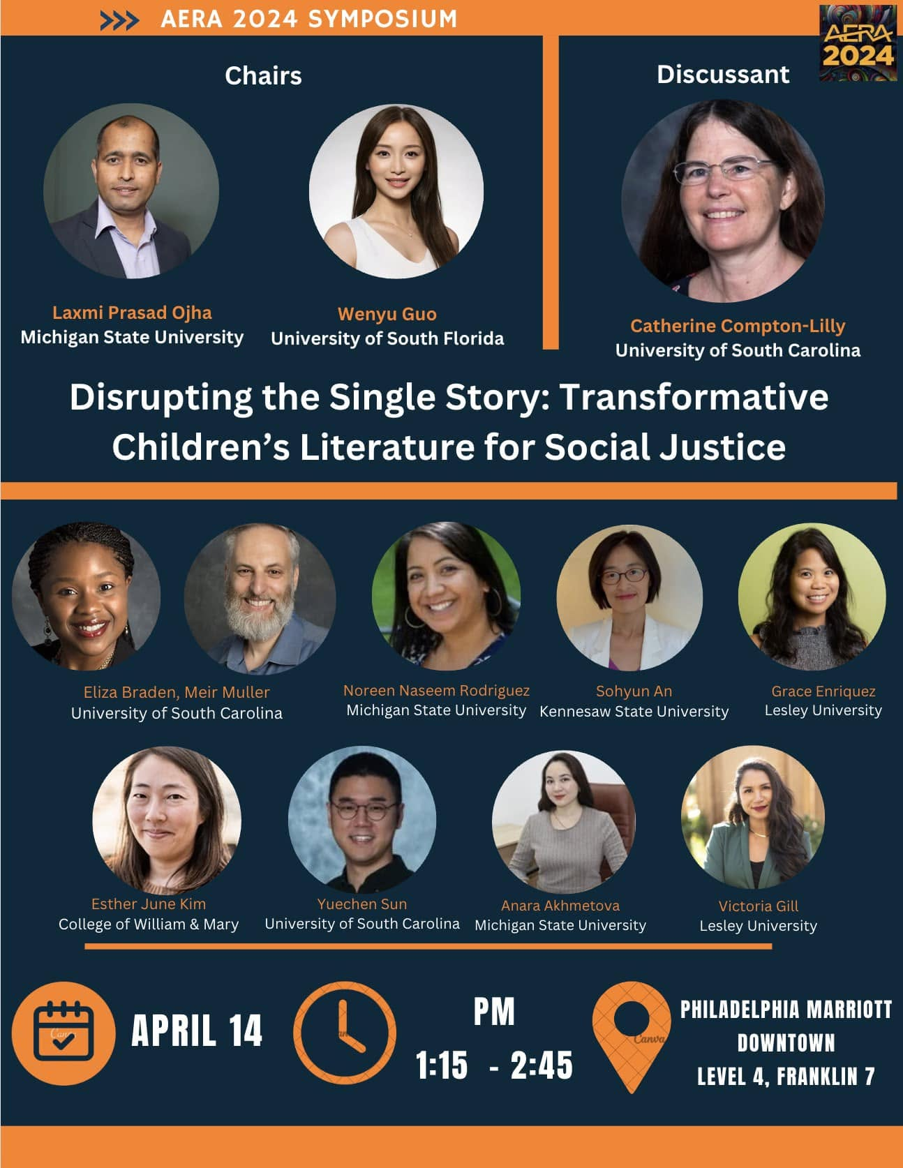 Poster for the AERA 2024 symposium Disrupting the Single Story