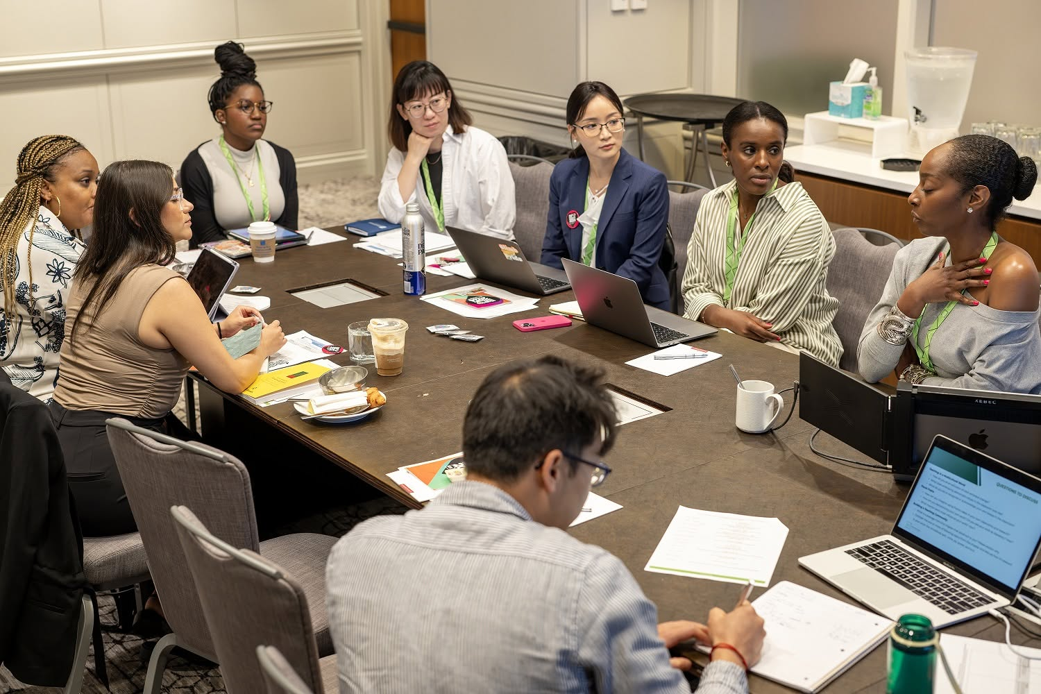 Wenyu Guo in a roundtable discussion with her NCTE leadership scholar cohort
